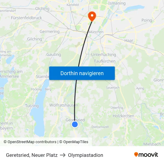 Geretsried, Neuer Platz to Olympiastadion map