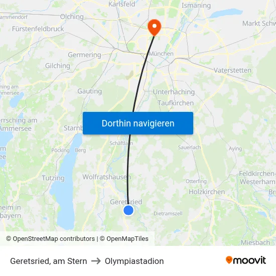 Geretsried, am Stern to Olympiastadion map