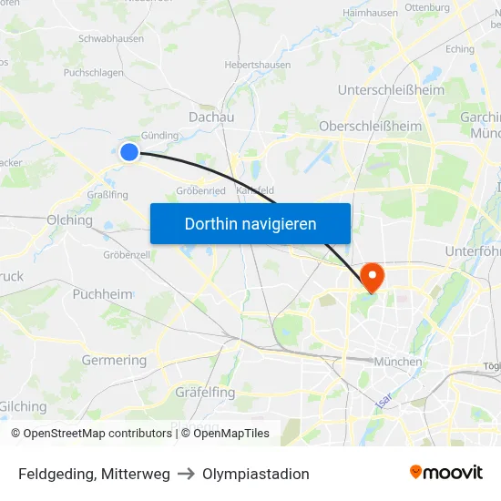 Feldgeding, Mitterweg to Olympiastadion map