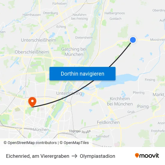 Eichenried, am Vierergraben to Olympiastadion map