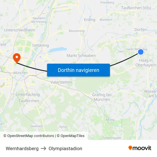 Wernhardsberg to Olympiastadion map