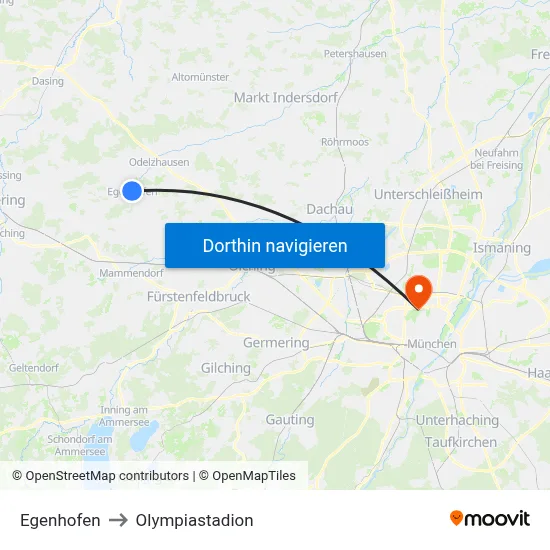 Egenhofen to Olympiastadion map