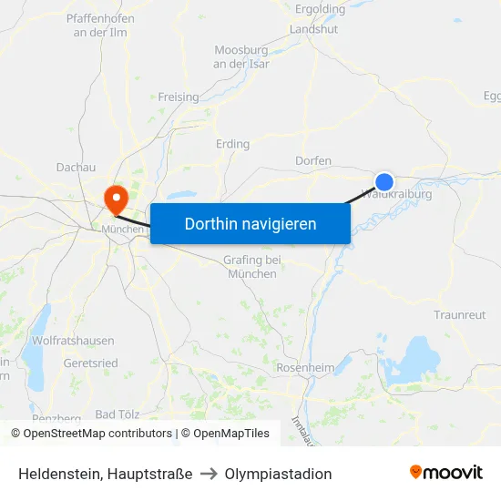 Heldenstein, Hauptstraße to Olympiastadion map