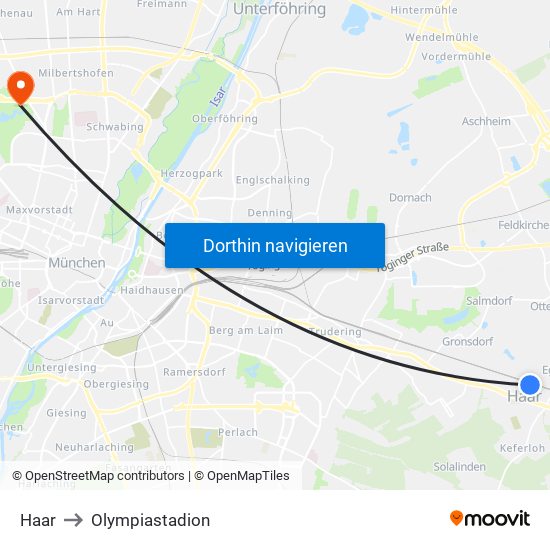 Haar to Olympiastadion map