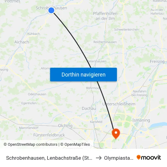 Schrobenhausen, Lenbachstraße (Stadtmitte) to Olympiastadion map