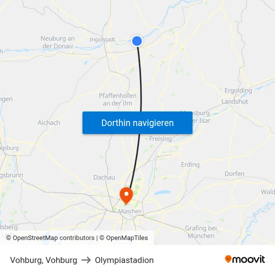 Vohburg, Vohburg to Olympiastadion map