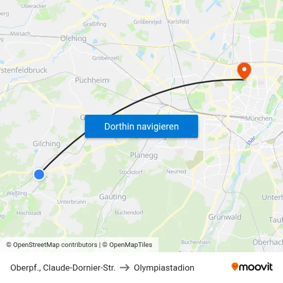Oberpf., Claude-Dornier-Str. to Olympiastadion map