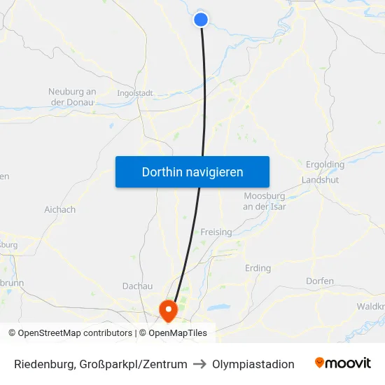 Riedenburg, Großparkpl/Zentrum to Olympiastadion map