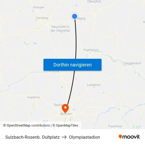 Sulzbach-Rosenb. Dultplatz to Olympiastadion map