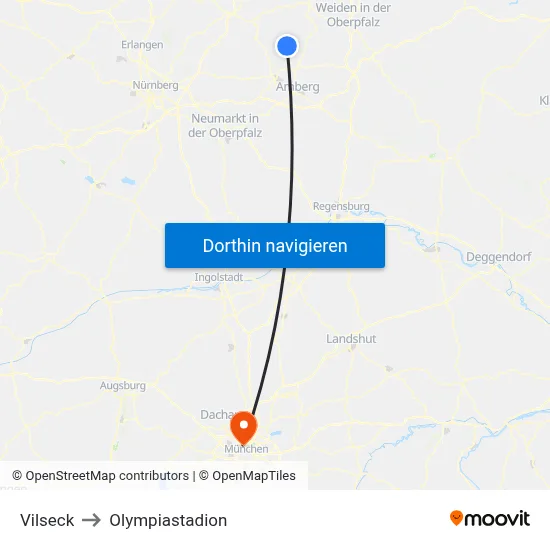 Vilseck to Olympiastadion map