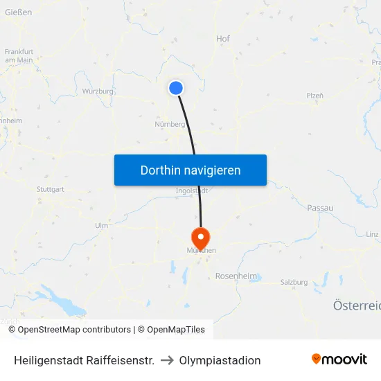 Heiligenstadt Raiffeisenstr. to Olympiastadion map