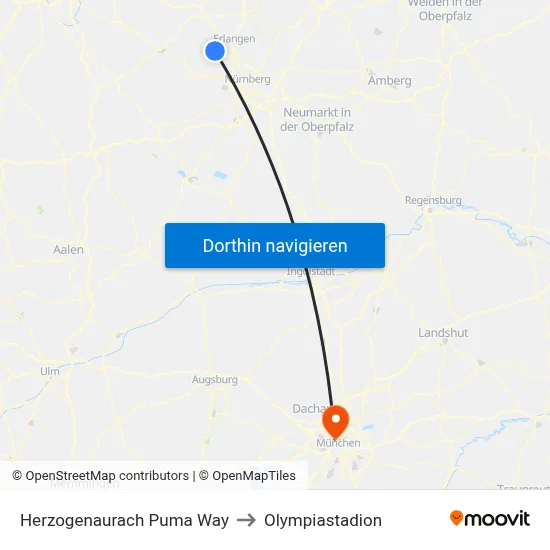 Herzogenaurach Puma Way to Olympiastadion map