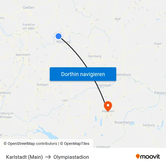Karlstadt (Main) to Olympiastadion map