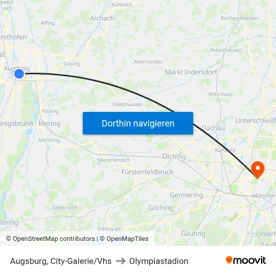 Augsburg, City-Galerie/Vhs to Olympiastadion map