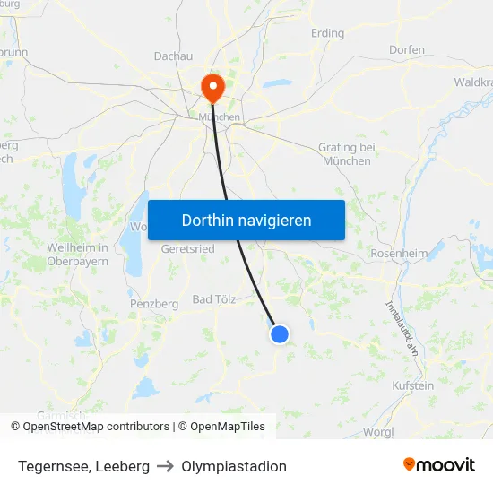 Tegernsee, Leeberg to Olympiastadion map