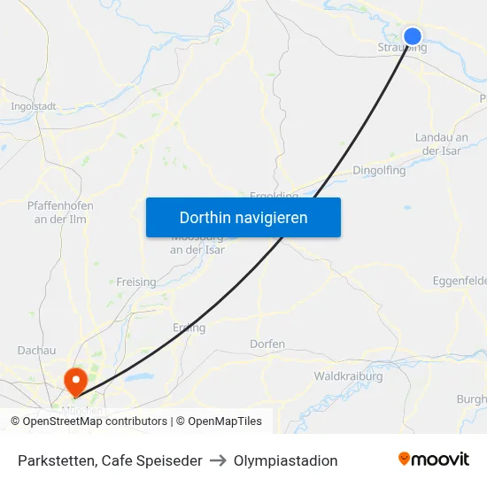 Parkstetten, Cafe Speiseder to Olympiastadion map
