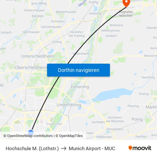 Hochschule M. (Lothstr.) to Munich Airport - MUC map