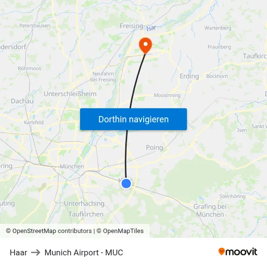 Haar to Munich Airport - MUC map