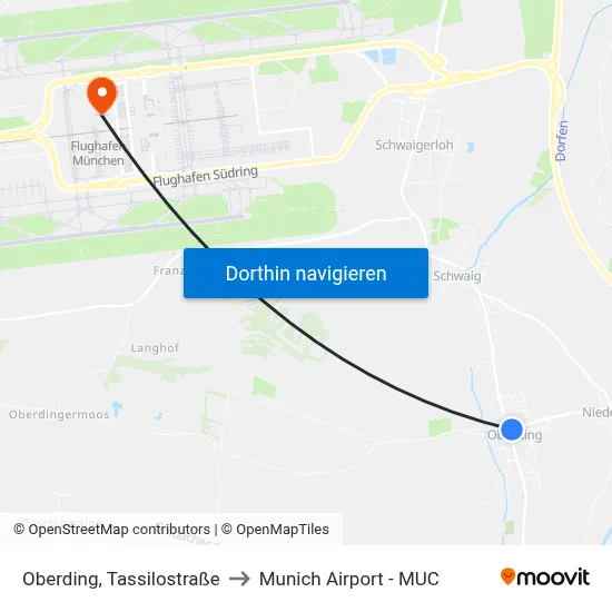 Oberding, Tassilostraße to Munich Airport - MUC map