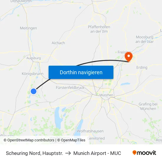 Scheuring Nord, Hauptstr. to Munich Airport - MUC map
