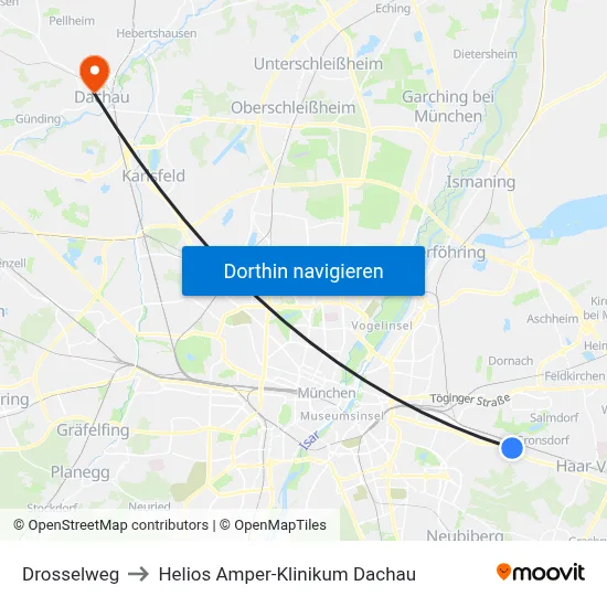 Drosselweg to Helios Amper-Klinikum Dachau map