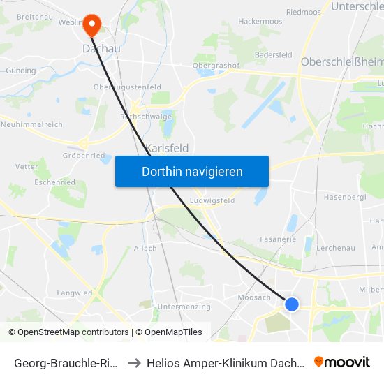 Georg-Brauchle-Ring to Helios Amper-Klinikum Dachau map