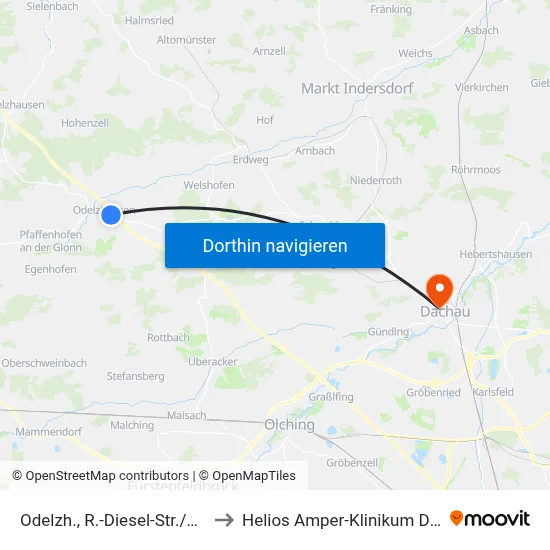 Odelzh., R.-Diesel-Str./Brücke to Helios Amper-Klinikum Dachau map