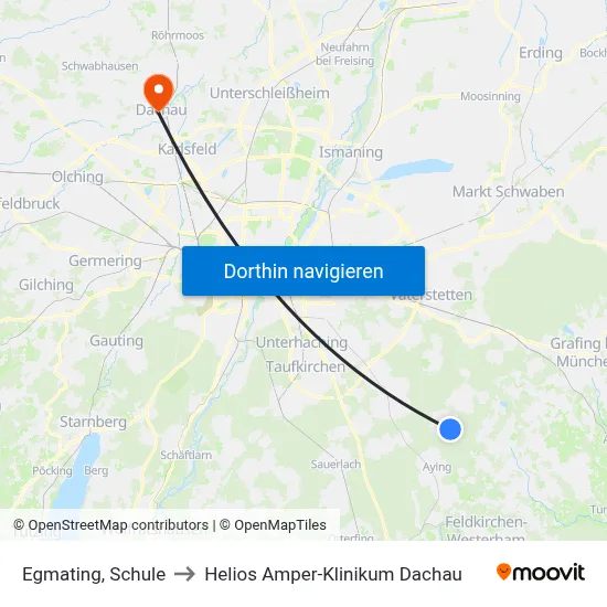 Egmating, Schule to Helios Amper-Klinikum Dachau map