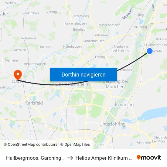 Hallbergmoos, Garchinger Weg to Helios Amper-Klinikum Dachau map