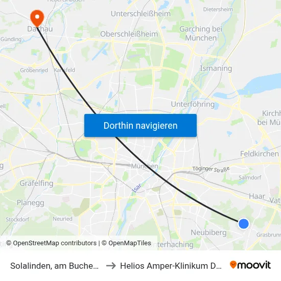 Solalinden, am Buchenhain to Helios Amper-Klinikum Dachau map