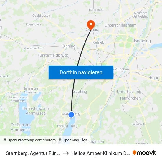 Starnberg, Agentur Für Arbeit to Helios Amper-Klinikum Dachau map