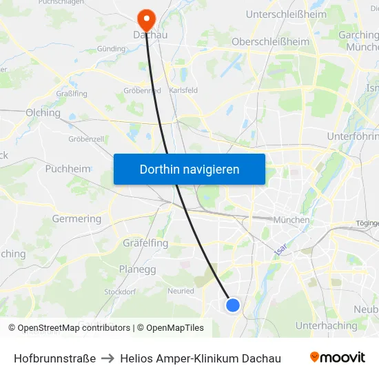 Hofbrunnstraße to Helios Amper-Klinikum Dachau map