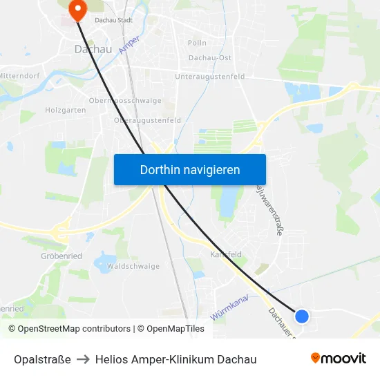 Opalstraße to Helios Amper-Klinikum Dachau map