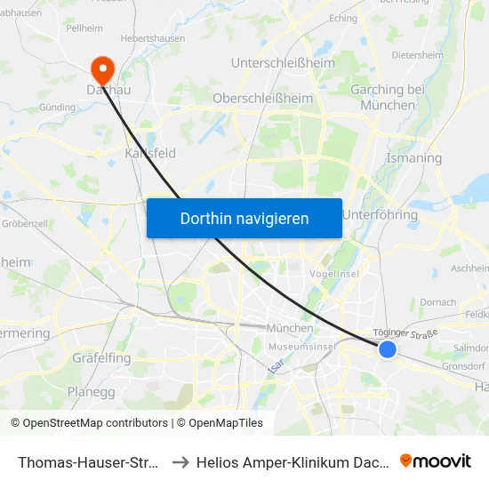 Thomas-Hauser-Straße to Helios Amper-Klinikum Dachau map
