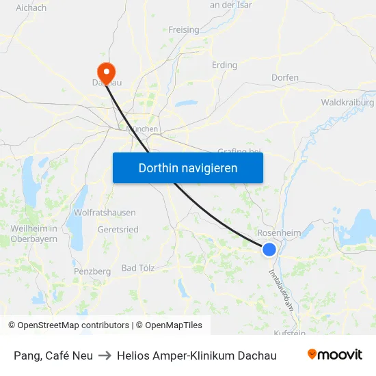 Pang, Café Neu to Helios Amper-Klinikum Dachau map