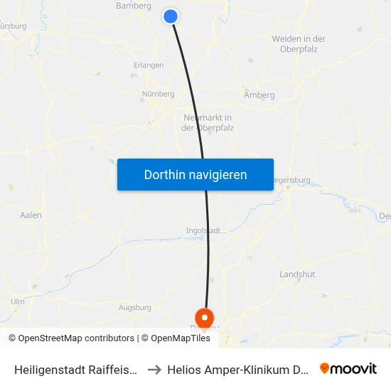 Heiligenstadt Raiffeisenstr. to Helios Amper-Klinikum Dachau map