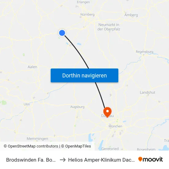 Brodswinden Fa. Bosch to Helios Amper-Klinikum Dachau map