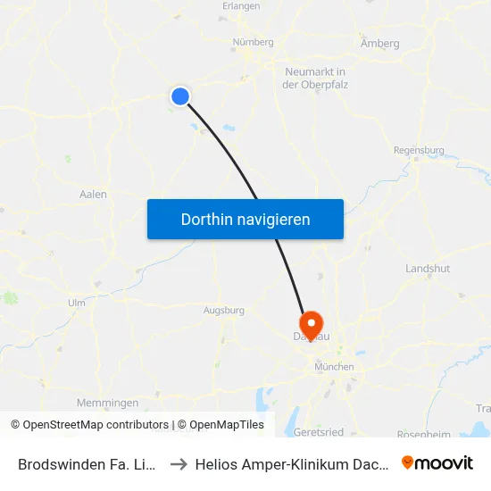 Brodswinden Fa. Linde to Helios Amper-Klinikum Dachau map