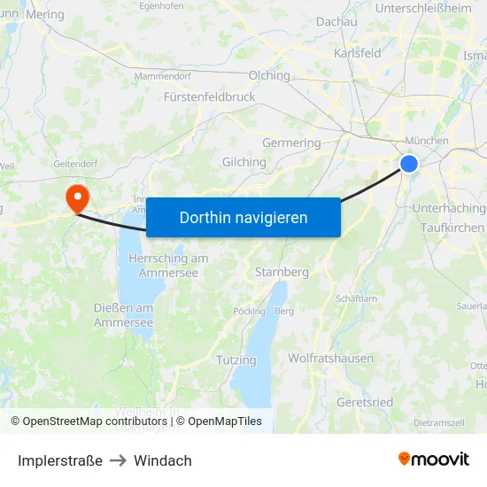 Implerstraße to Windach map