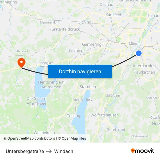 Untersbergstraße to Windach map