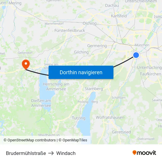 Brudermühlstraße to Windach map