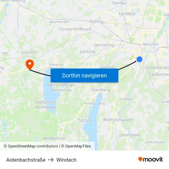 Aidenbachstraße to Windach map