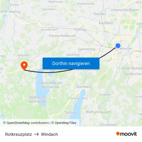 Rotkreuzplatz to Windach map