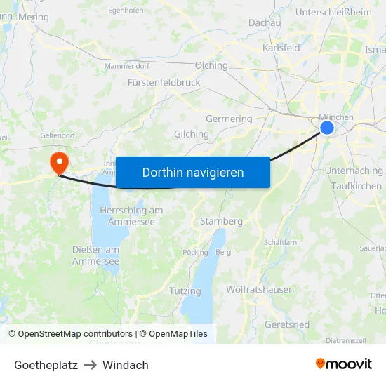 Goetheplatz to Windach map