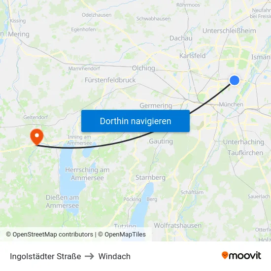 Ingolstädter Straße to Windach map