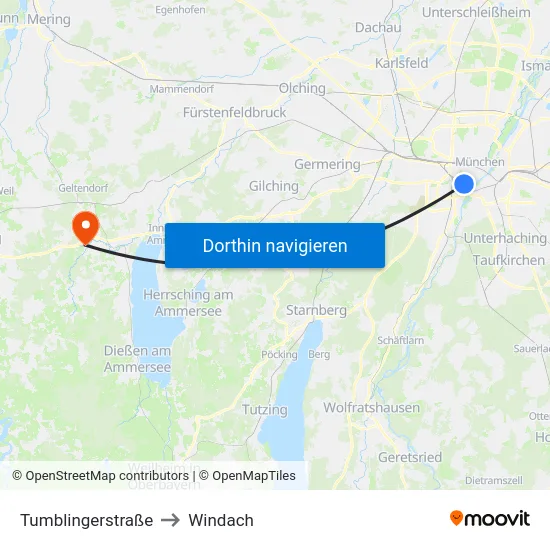 Tumblingerstraße to Windach map