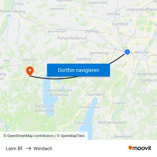 Laim Bf. to Windach map