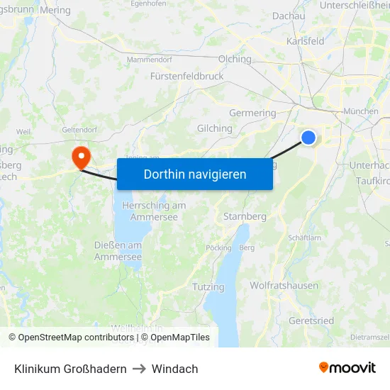 Klinikum Großhadern to Windach map