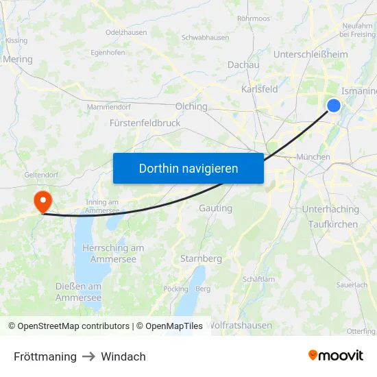 Fröttmaning to Windach map