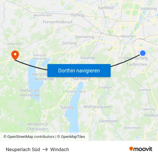 Neuperlach Süd to Windach map